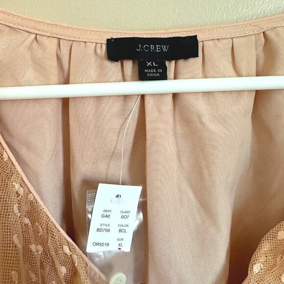 NWT J. Crew Ruffleneck Clip-dot Top Bow Detail Cream Sheer Long Sleeve size XL - Picture 7 of 9